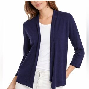 J. McLaughlin Soybean Fiber Blend Open-Front Drape Cardigan – XS in Navy Blue